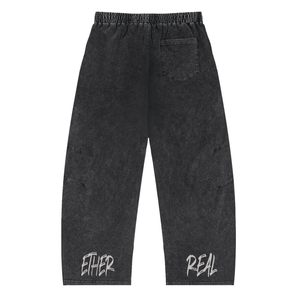 Snow Wash Drawstring Cotton Pants