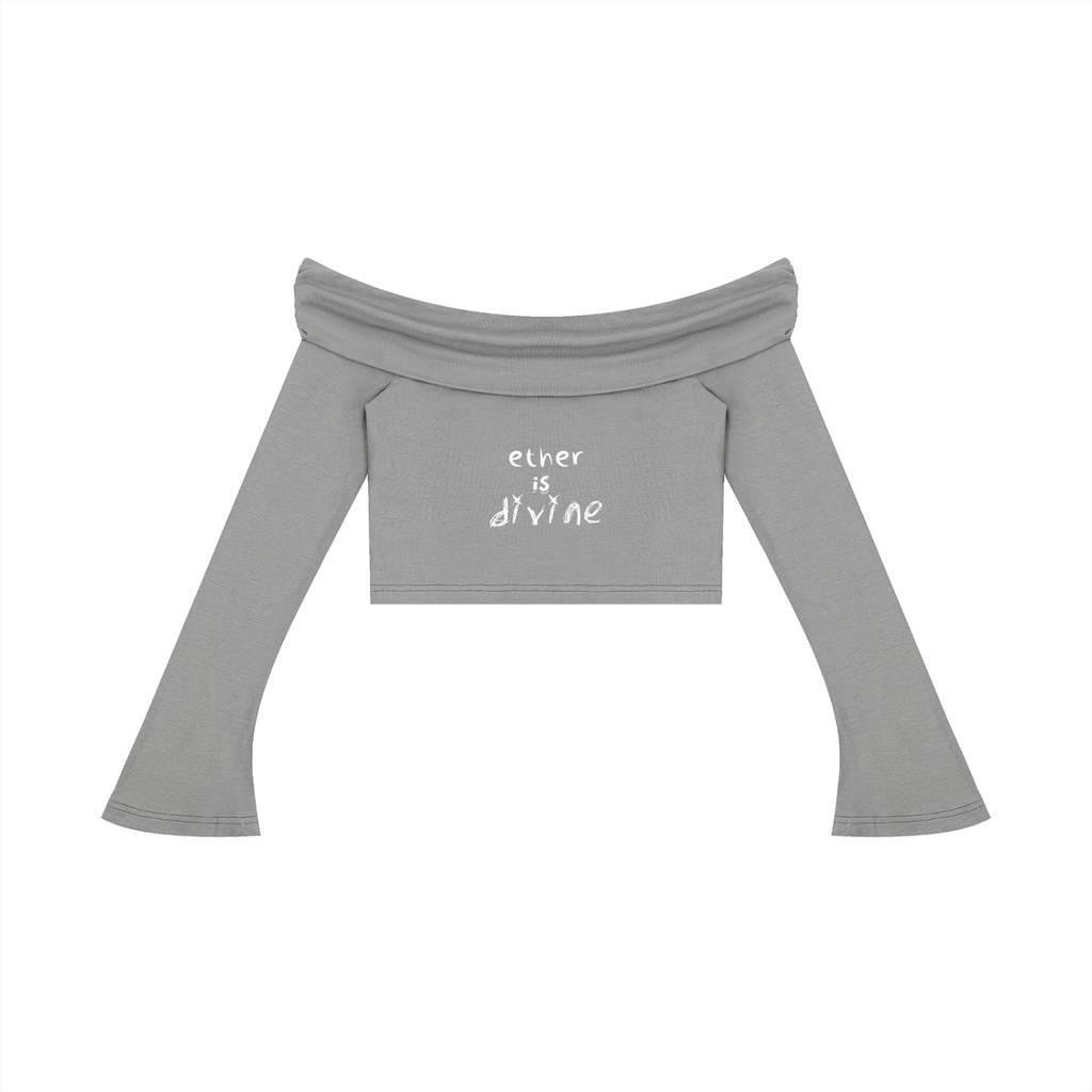 Women's Off-the-Shoulder Bell Sleeve Crop T-Shirt