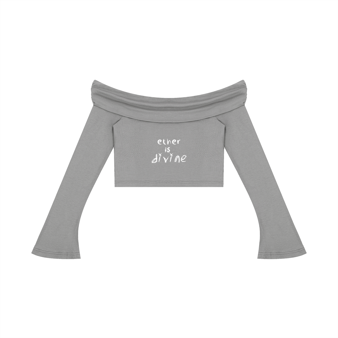 Women's Off-the-Shoulder Bell Sleeve Crop T-Shirt