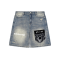 Faded Distressed Baggy Denim Shorts