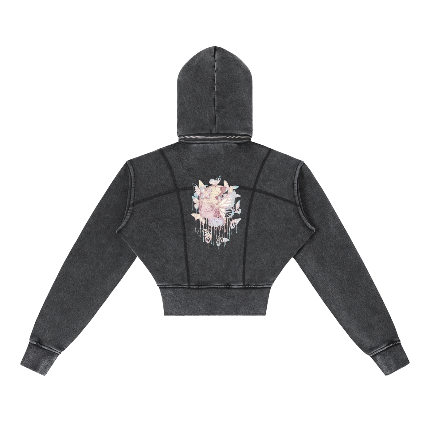Vintage Washed Cropped Fleece Hoodie
