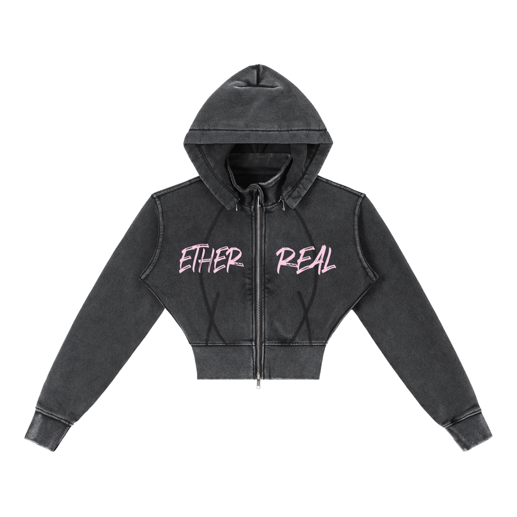 Vintage Washed Cropped Fleece Hoodie