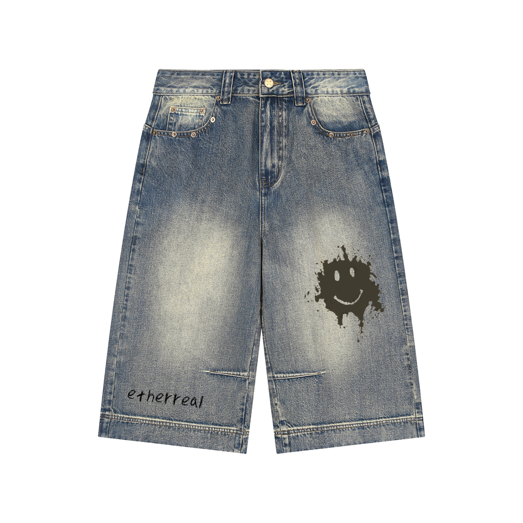 Vintage Wash Baggy Denim Shorts