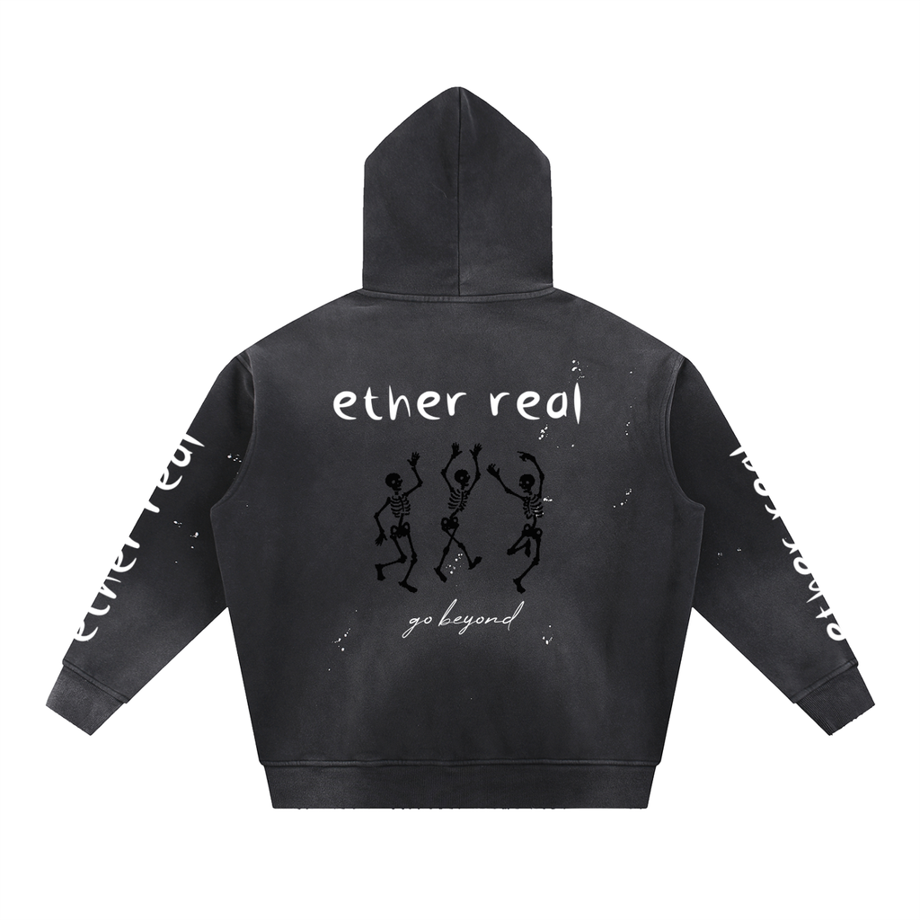 Vintage Washed Frayed Fleece Hoodie