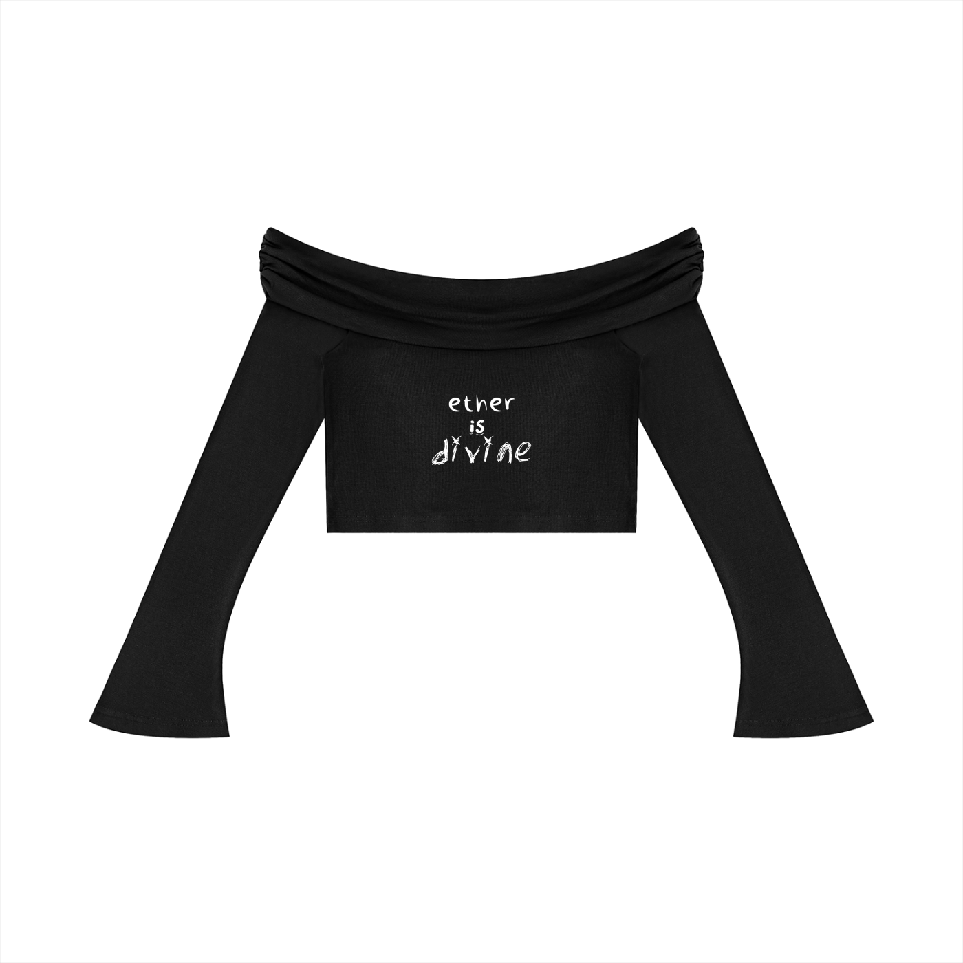 Women's Off-the-Shoulder Bell Sleeve Crop T-Shirt