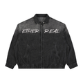 Unisex Vintage Wash Full-Zip Denim Jacket