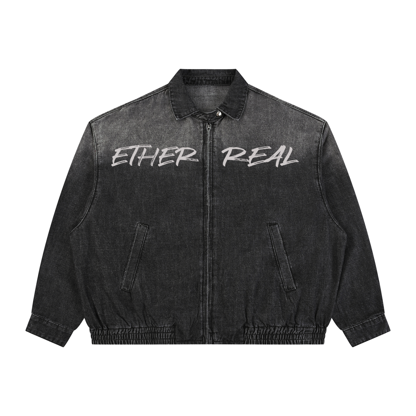 Unisex Vintage Wash Full-Zip Denim Jacket