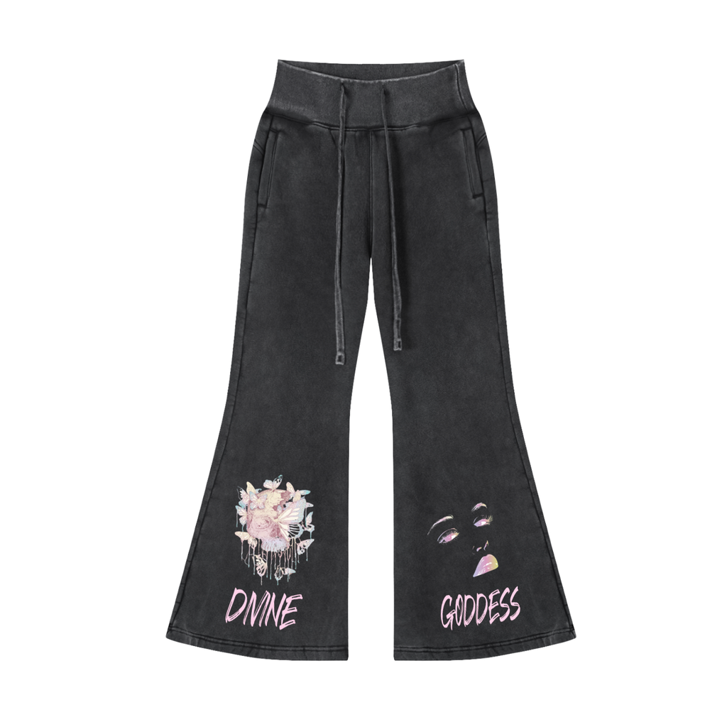 Vintage Washed Flared Fleece Pants