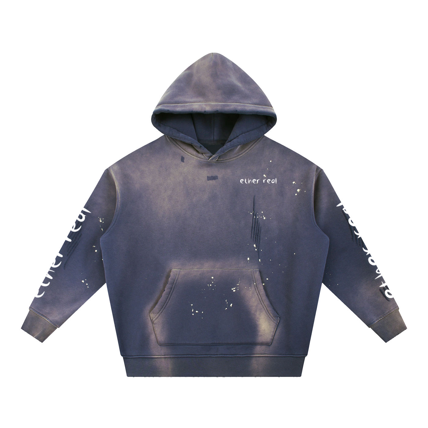 Vintage Washed Frayed Fleece Hoodie