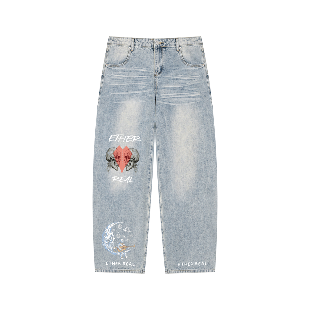 Men’s Enzyme Wash Wide Leg Jeans