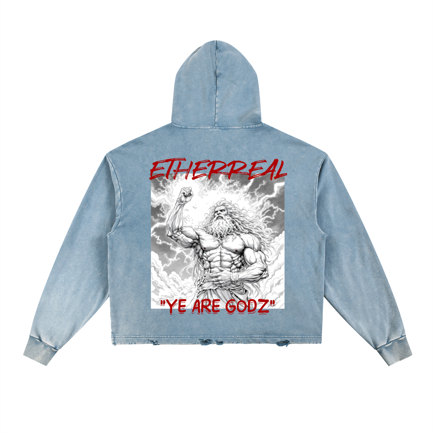 Vintage Washed Frayed-Hem Hoodie