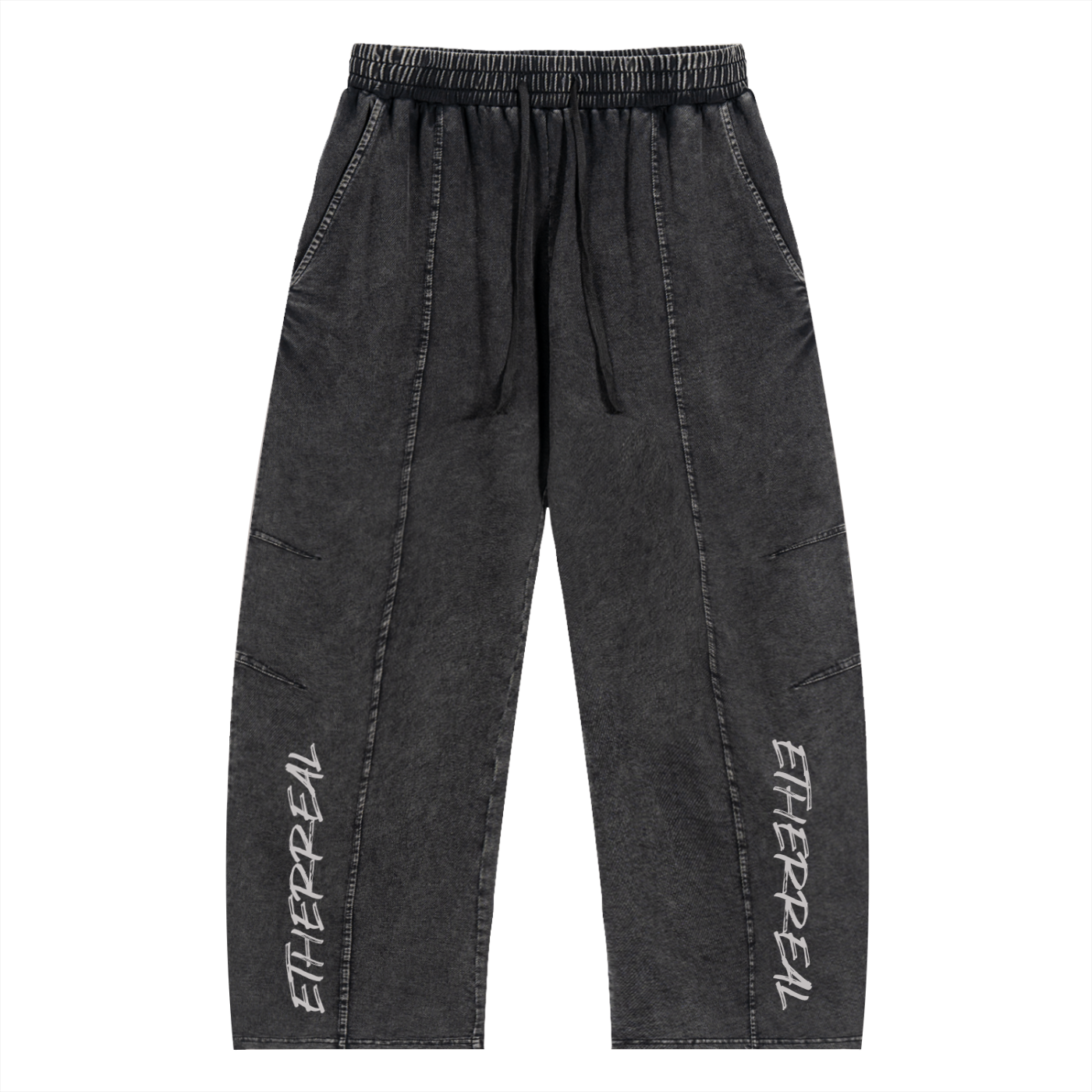 Snow Wash Drawstring Cotton Pants