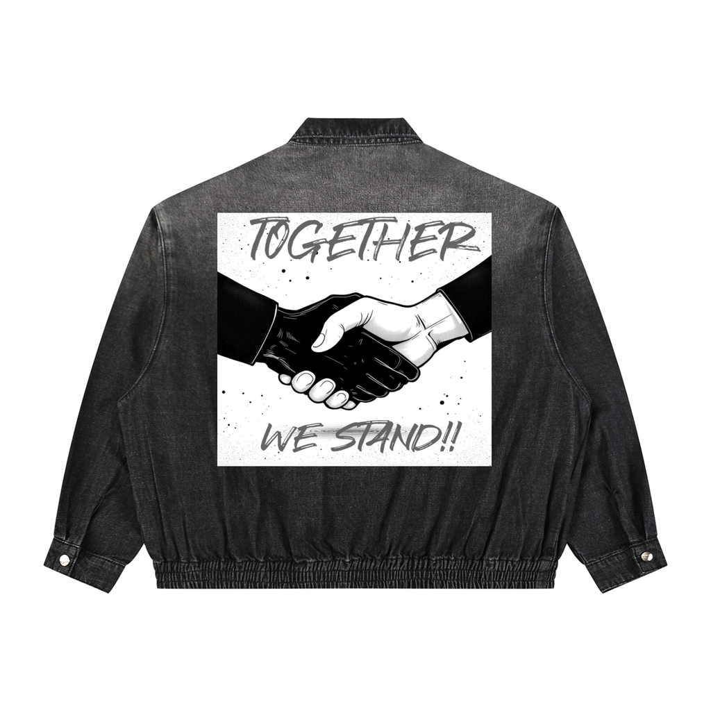 Unisex Vintage Wash Full-Zip Denim Jacket