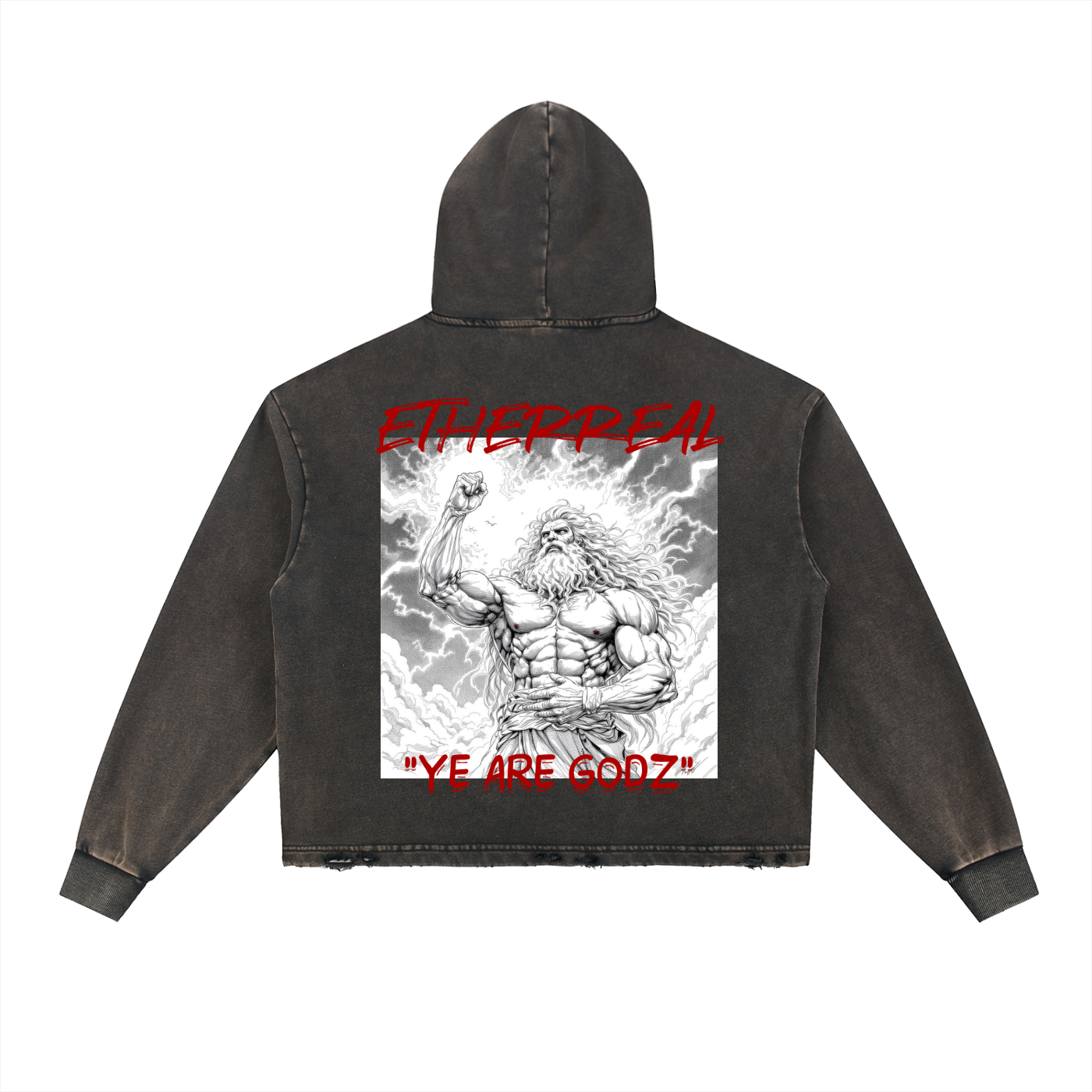 Vintage Washed Frayed-Hem Hoodie