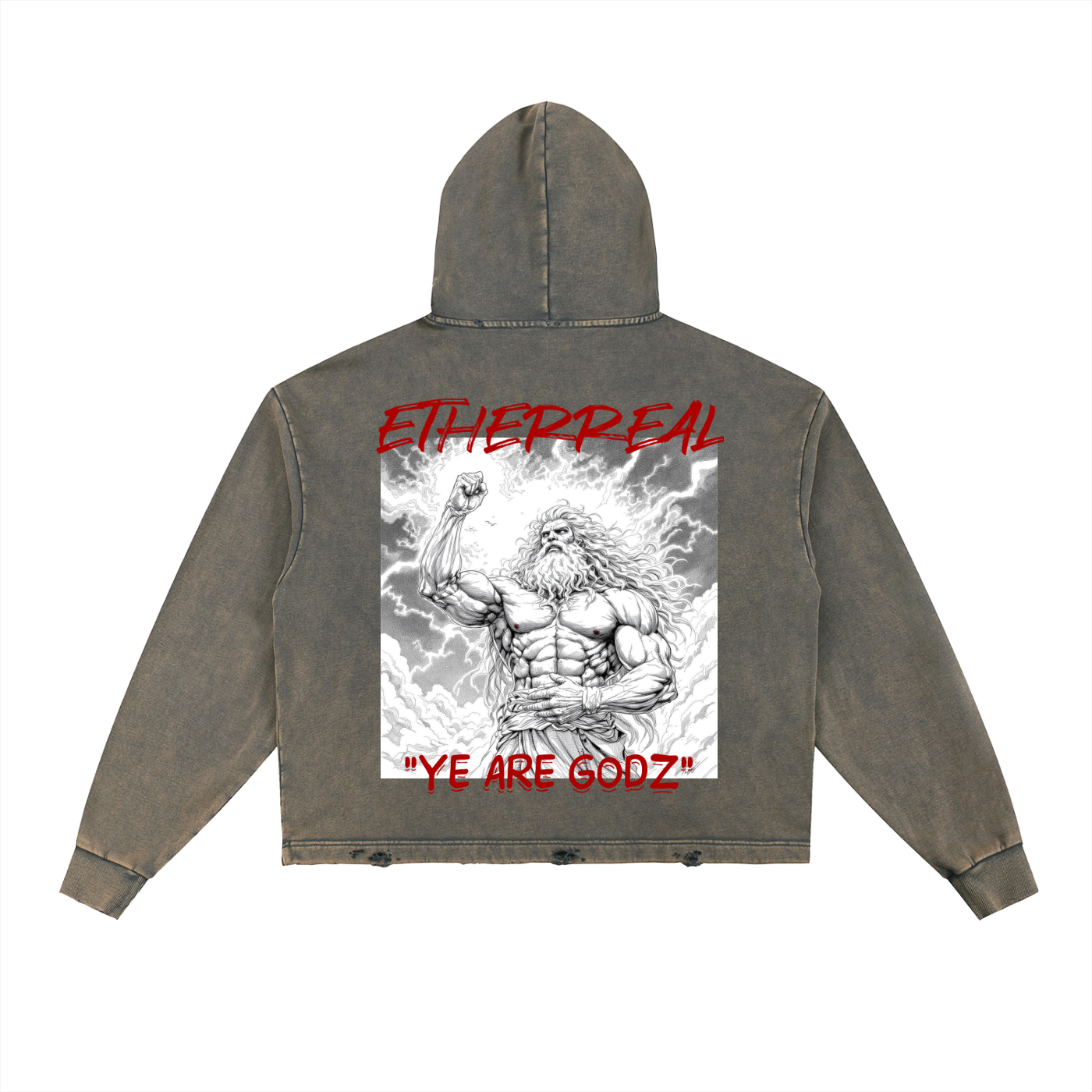Vintage Washed Frayed-Hem Hoodie